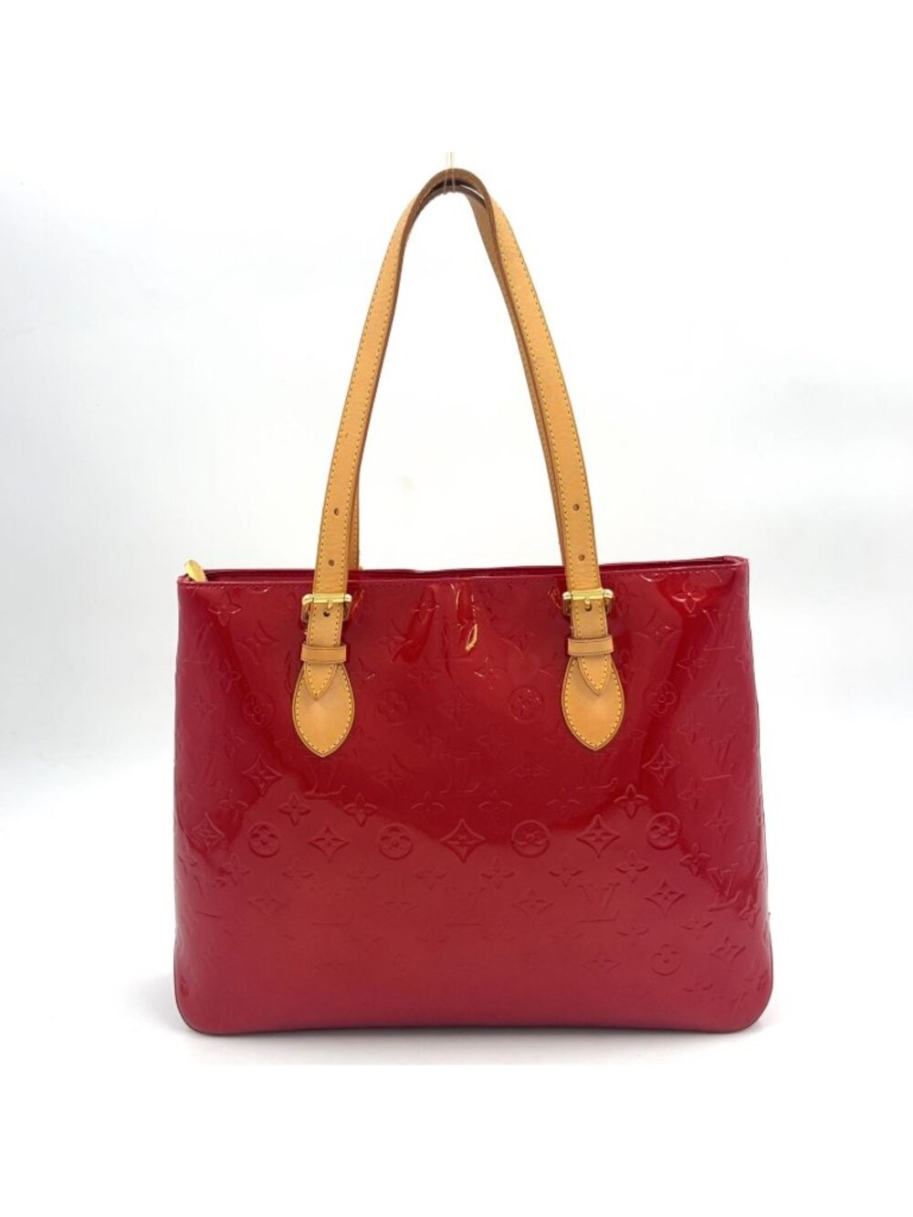 Louis Vuitton Brentwood Vernis Pomme D'amour Leather Patent Red Tote Bag Gold